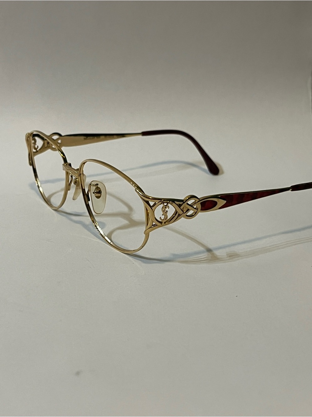 Yves Saint Laurent Gold Frame Glasses with Tortoiseshell Temples